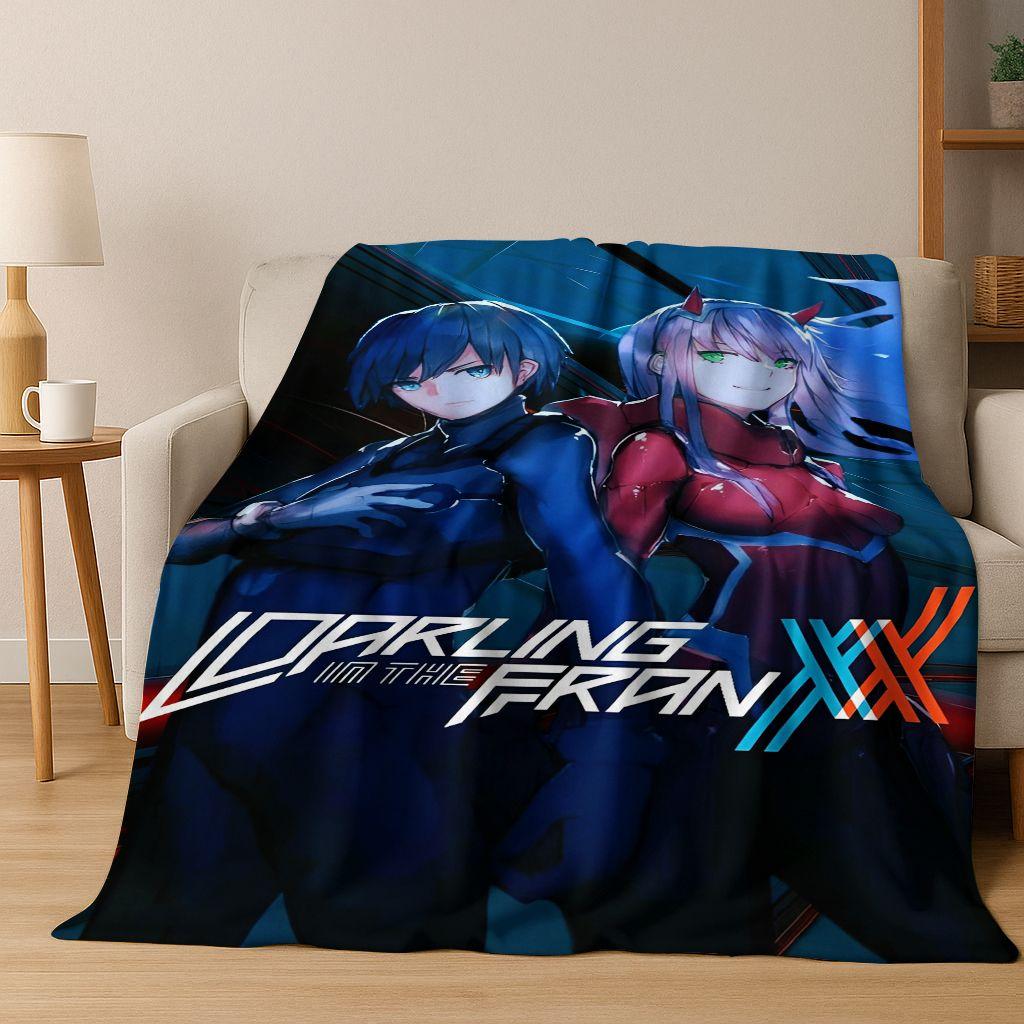 002 Zero Two DARLING In FRANXX Sexy Girl Cartoon Art Flannel Blanket,Cozy Soft Throw Blanket for Home Bedroom Bed Sofa Cover