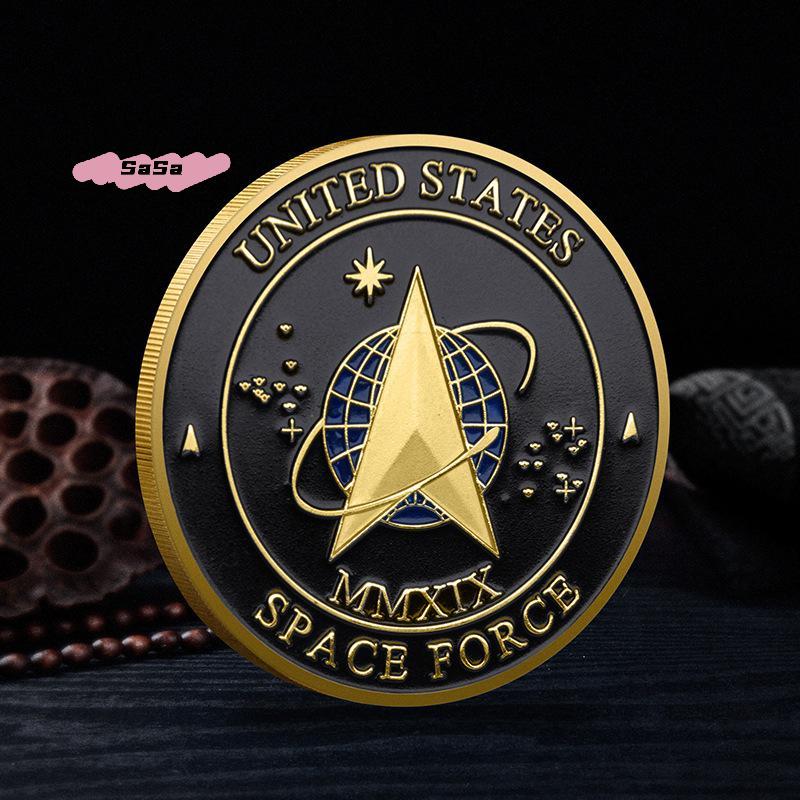 S-1Pc United States Space Force Challenge Coin And Heros Valor Prayer For Courage Coin Souvenirs Coins Golden Plated Decorations