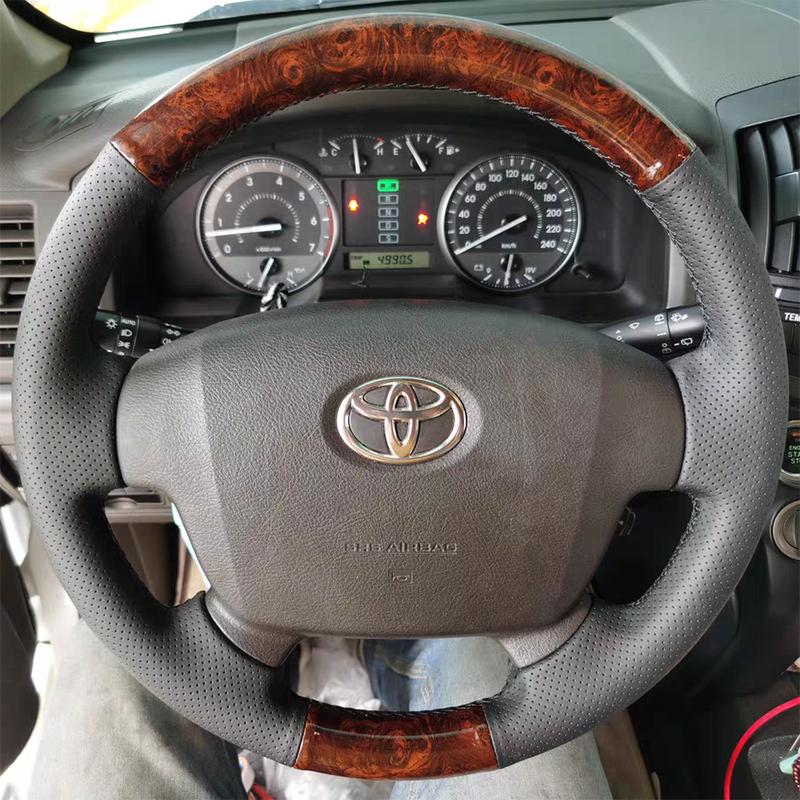 Hand-sömnad Läder persikofärgad Bilrattöverdrag för Toyota Land Cruiser LC 2008-2015 Tundra 2007-2013