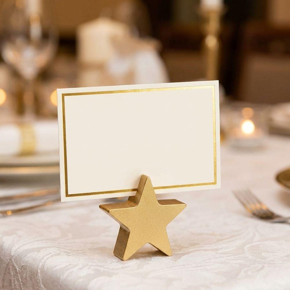 12PCS Star Heart Shaped Table Number Cards Stands Gold Name Card Clips Reception