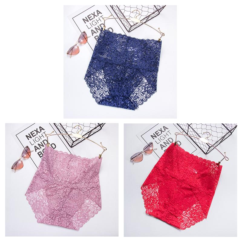 Usynlig sømløs bikiniundertøy for kvinner med høy midje blomstrete blondetruser pluss størrelse Hipster Body Shapers Butt Lift Knicker