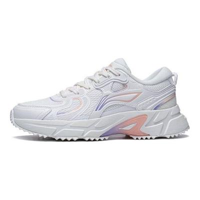 Li Ning Shiguang Stof Synthetisch Leer Retro Reflecterend Antislip Slijtvast Ademend Laag Uitgesneden Hardloopschoenen Dames sneaker ARXT008-1