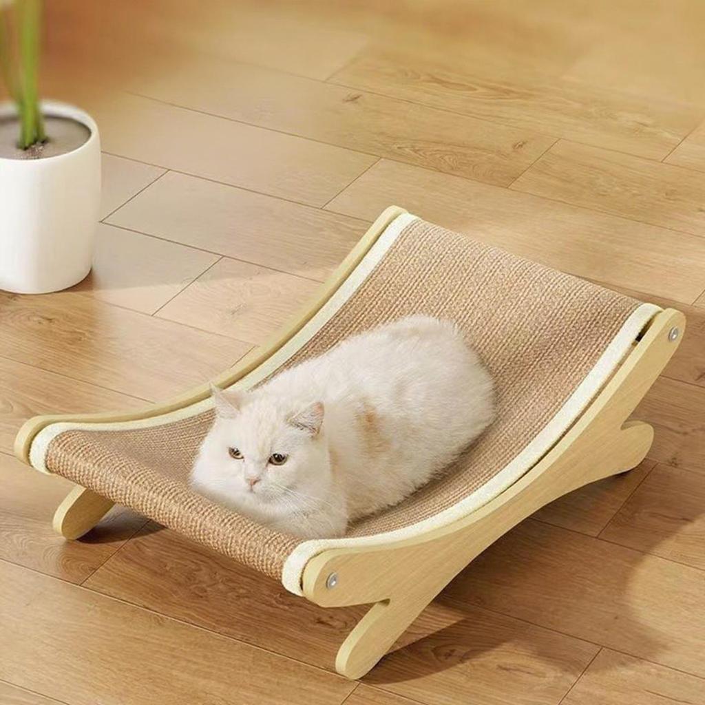 Sisal Cat Scratcher Bed Scratching Board for Kitten Large Cats Sturdy Wood Frame Furniture Protector