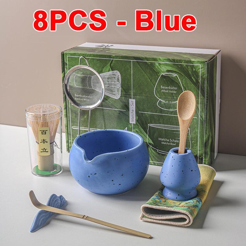 Set Cadou Matcha Tradițional 4/5/7/8 buc Tel Matcha Bambus Linguriță Bol Matcha Ceramic Suport Tel Seturi Ceai Japonez