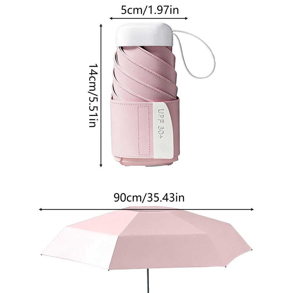 Mini Travel Umbrella Rainproof Sunproof UV Protection UPF 50 Folding Sun Umbrella Travel Size For Kids Women Adults Summer Beach