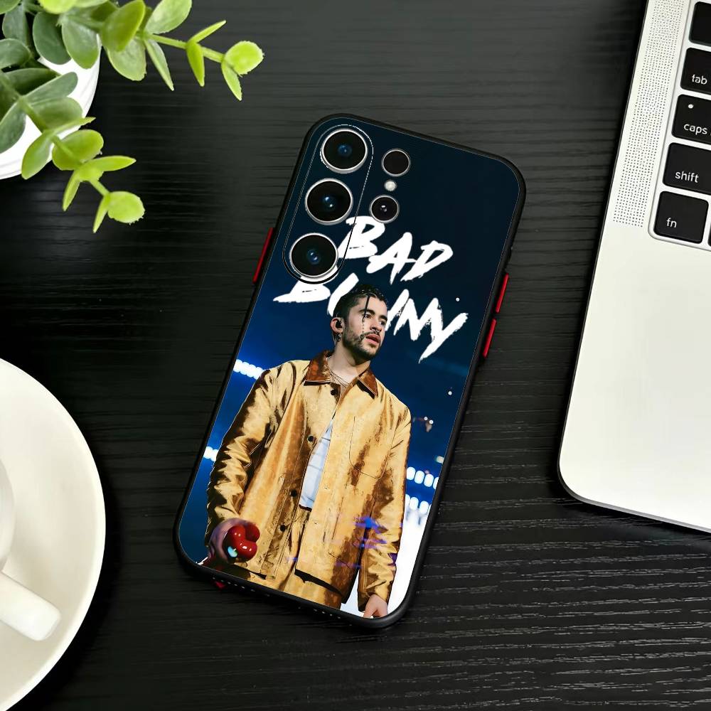 Bad K-Bunny Phone Case For Samsung S26,S25,S24,S23,S22,S21,S20,Ultra,Plus,FE Black Soft Cover