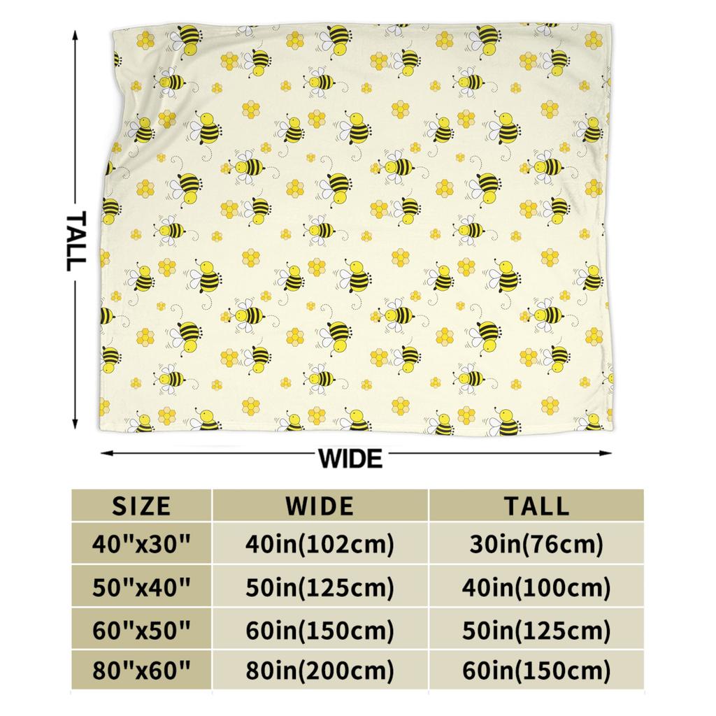 Bee in honeycomb and flowers Flannel Blanket  Super Soft Bedding Throws for Living Room Travel Office Bedspread Sofa Bed Cover