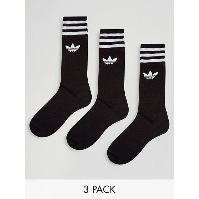 

3 пары черных носков с круглым вырезом adidas Originals adicolor Trefoil