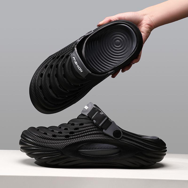 

EVA Summer 2025 Non-Slip Outdoor Slippers with Thick Soles: College Style for Men 42-43 чёрный