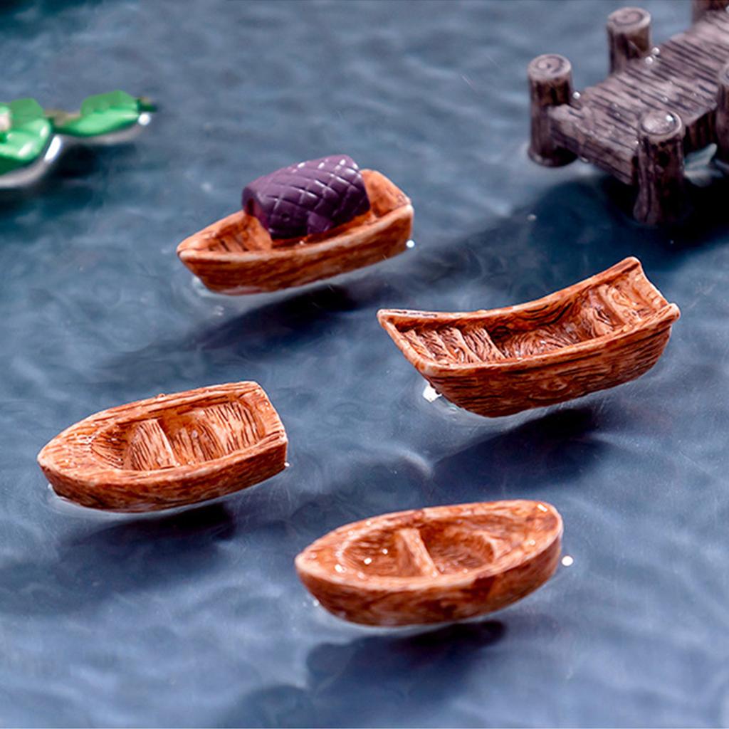 Set of 8 Traditional Chinese Boats Decorative Ornaments Resins Miniature Jiangnan Boats Model for Home and Office Decors