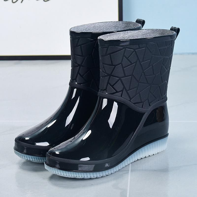Women's Jelly Non-Slip Waterproof Rain Boots - Thick, Wear-Resistant, Short Tube Rubber Shoes for Summer