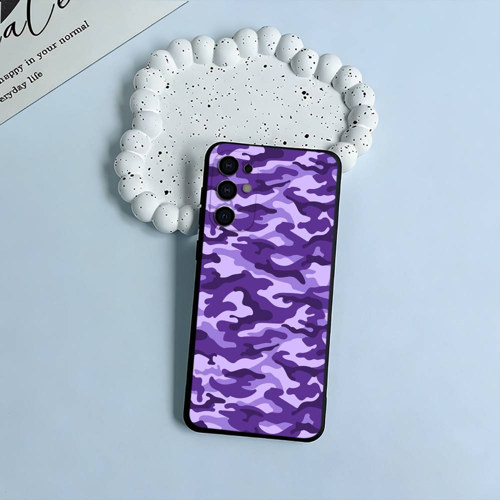 F-Fashion C-Camouflage Pattern Phone Case For Samsung S25,S24,S21,S22,S23,S30,Ultra,S20,Plus,Fe,Lite,Black Soft Silicone
