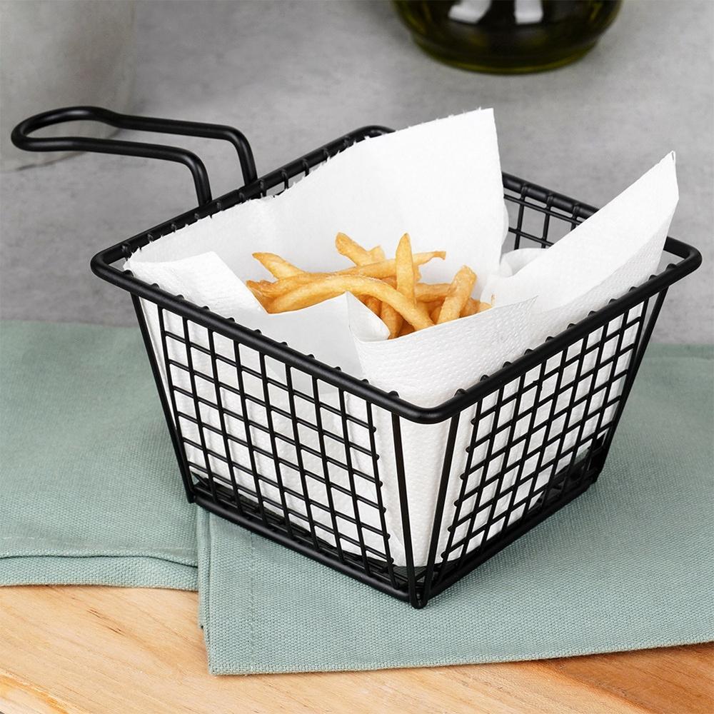 French Fries Basket Snacks French Fries Serving Appetizers Container Black
