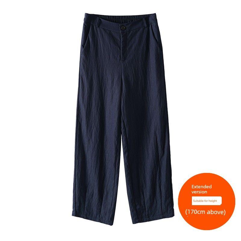 

Plus size women clothing [Drape Wide-Leg Pants] Three Pants Length Summer Texture Slimming High Waist Straight Casual Pants