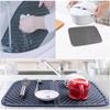 Silicone Dish Drainer Mat, Dish Drying Mat, Quick-Drying, Insulated, Non-Slip, Foldable (Gray)