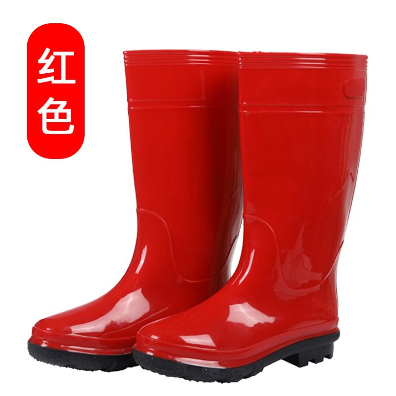 

Мужские резиновые сапоги, утолщенные, мужские высокие резиновые сапоги для рыбалки, мойки автомобилей, водонепроницаемые и нескользящие, подошва из говяжьих сухожилий, резиновая обувь 46 красный