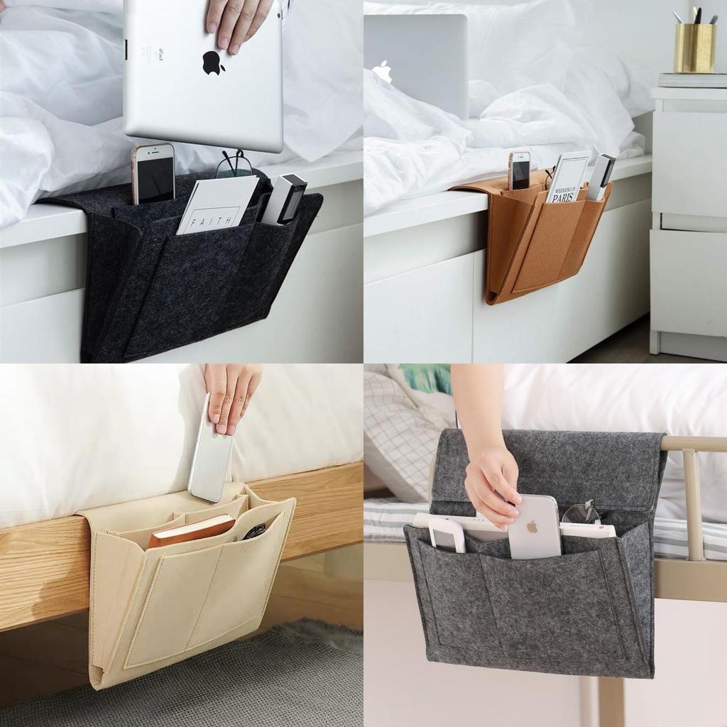 Felt Hanging Organizer For Bedside With Remote And Phone Storage