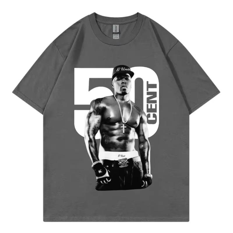 Rapper 50 Cent Graphic T Shirts Male Fashion Hip Hop Vintage Short Sleeve Tshirt Women Summer 100 Cotton Oversized Tshirts