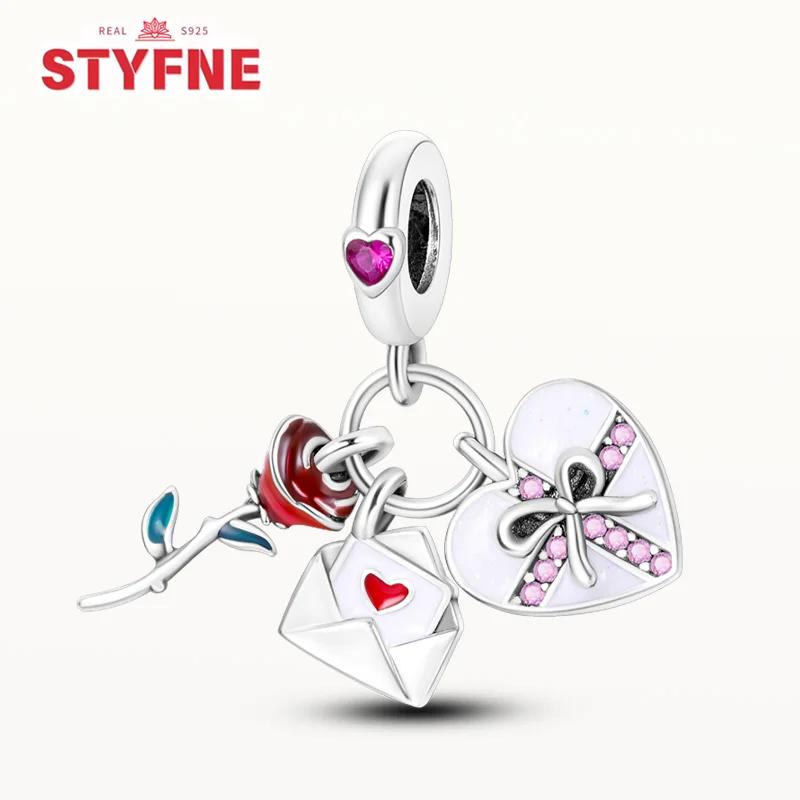 Exquisite Original Couple Love Boy&Girl Dangle Charms Heart Beads Copper Bracelet For Women Diy Jewelry Gift Charms Beads