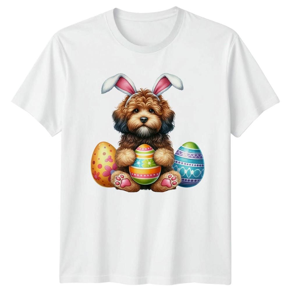 Cute Doodle Puppy Wearing Bunny TShirt Dog Lover Easter Holiday S
