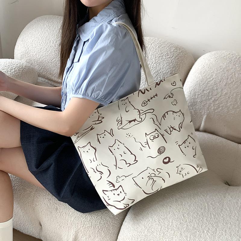 Canvas Bag Women'S Shoulder Handbag Student Tote Bag Large Capacity Hand Carry Canvas Bag