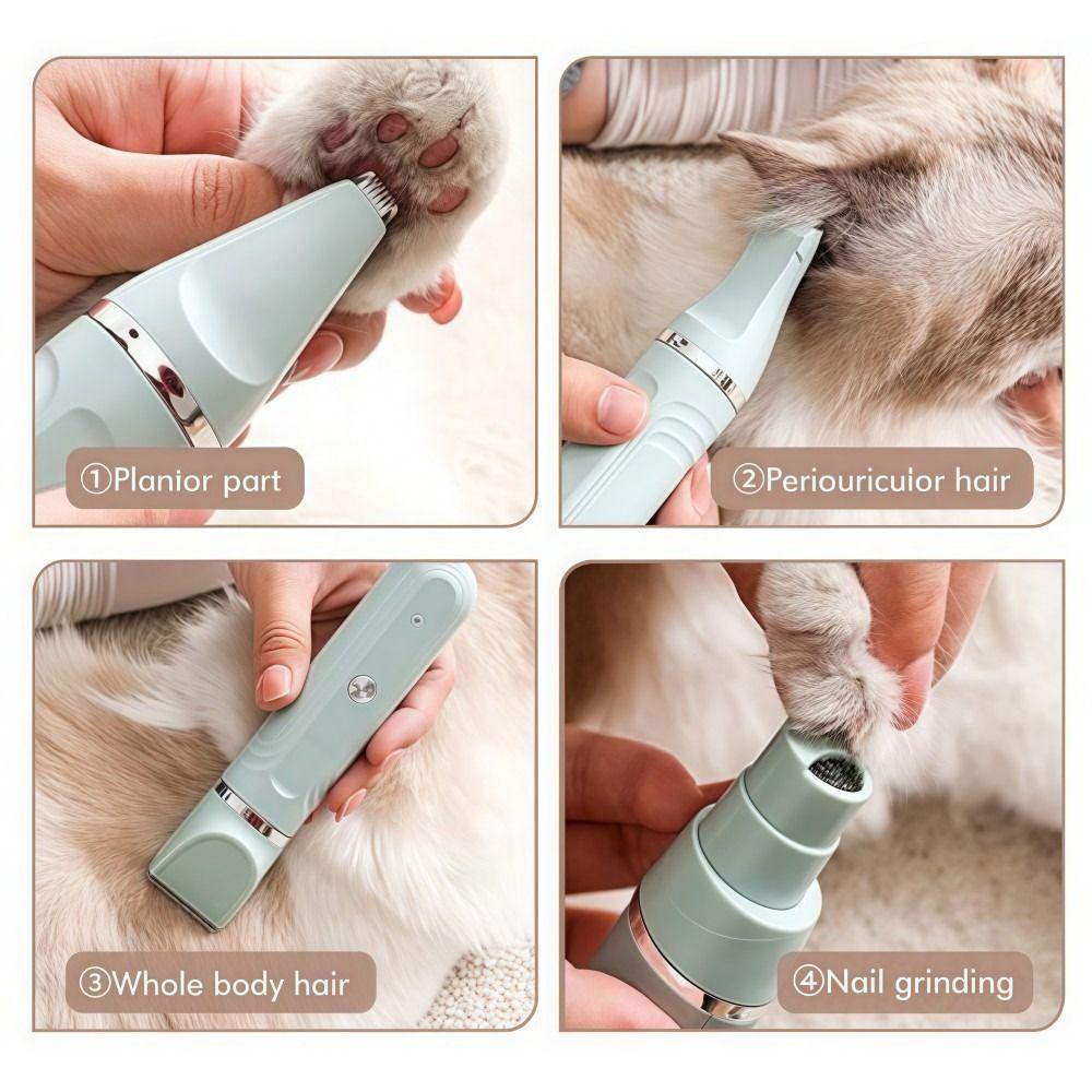 4-in-1 Electric Dog Clippers Low Noise Cordless Pet Grooming Clipper USB Rechargeable High Power Pet Electric Hair Clipper