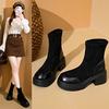 Martin boots women's 2025 autumn and winter new thin and heightened platform short boots thick heel elastic thin boots velvet women's shoes