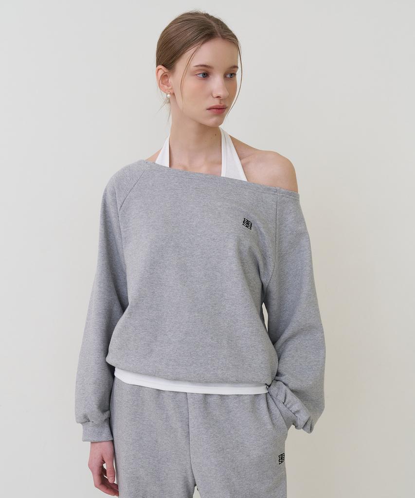 BIBYSEOB Off-Shoulder Sweatshirt Gray [T61]