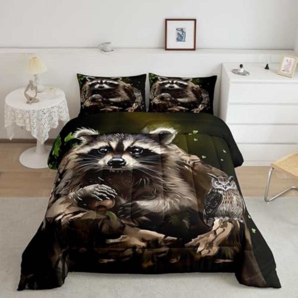 Sloth Bedding Set Cute Animal Pattern Comforter for Kids Women Men 3D Sloth Comforter Set Brown Farmhouse Style Room Decor Queen