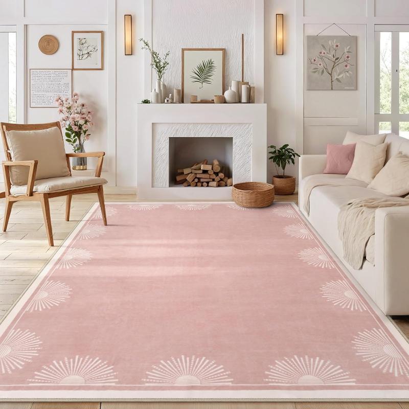 

Modern Carpet for Living Room Soft Plush Sun Printed Bedroom Rugs Pink Sofa Coffee Table Floor Mat Nursery Decor Alfombra Tapis 50X80cm