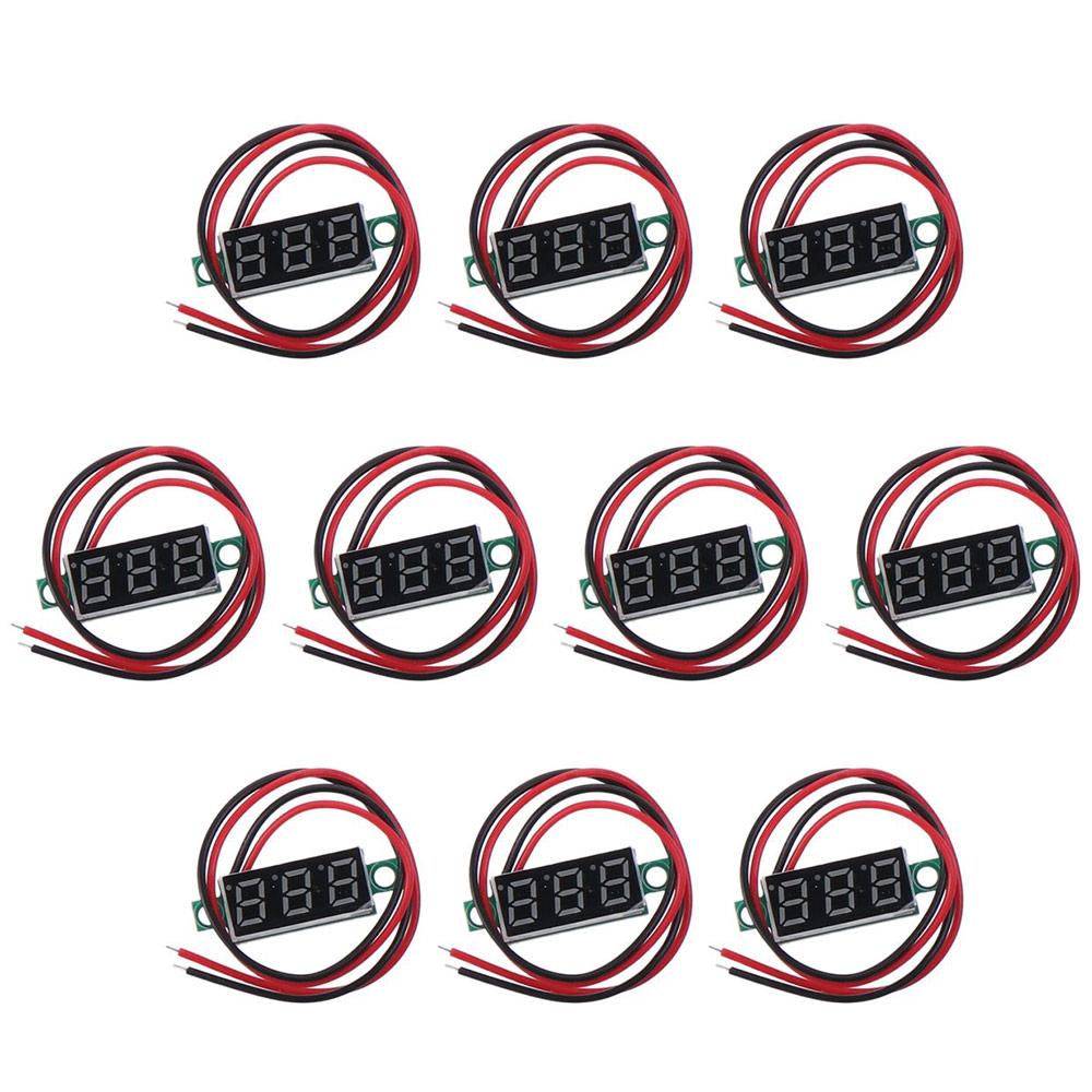 

10pcs Plastic 0.28-inch Small DC Voltage Meter Black Copper Reverse Connection Protection LED Panel Display Voltage Tester золотий