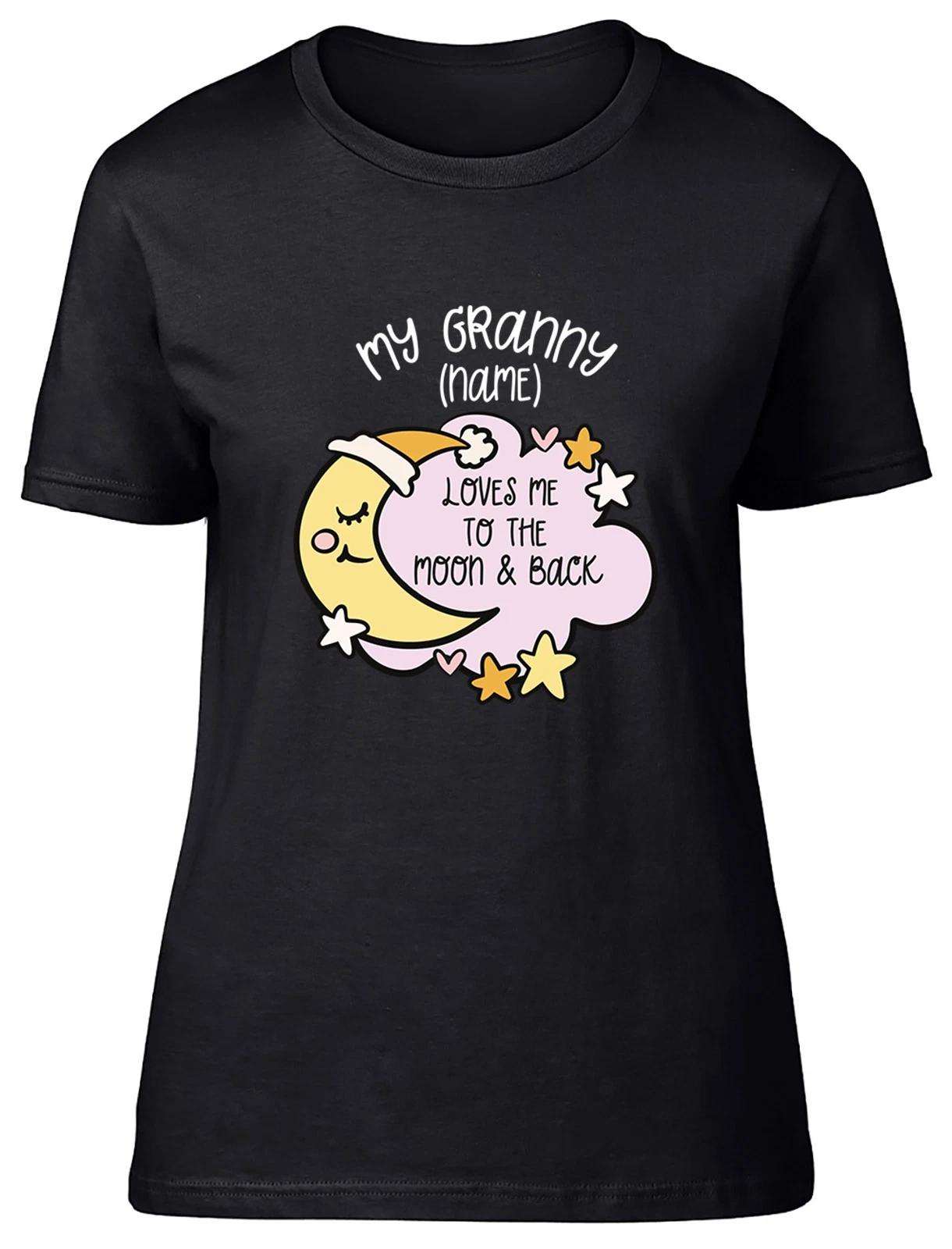 Personalised My Granny Loves me to the Moon Pink Womens T-Shirt Ladies Gift Tee XL