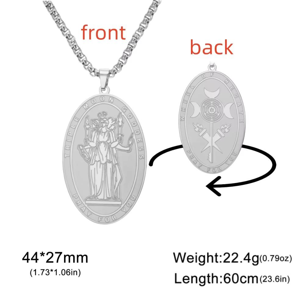 Jeshayuan Hecate Wiccan Triple Moon Goddess Necklace Hecate Wheel Key Witch Necklace Amulet Witch Jewelry Gifts for Women Men