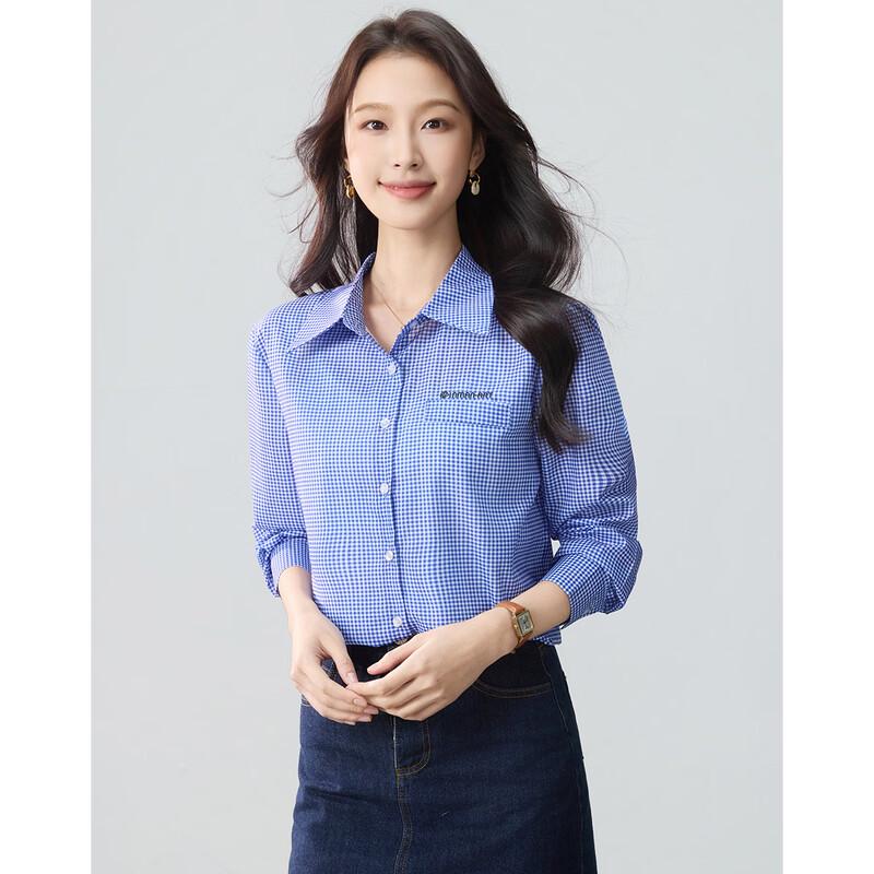 TERRE BLEUE Women s Plaid Long-Sleeve Shirt XL