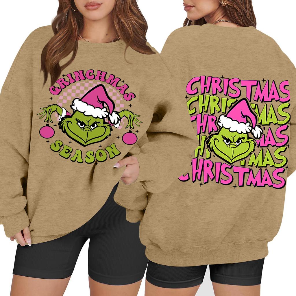 Women's Casual Fashion Long Sleeve Christmas Printed Round Neck Sweatshirt Top