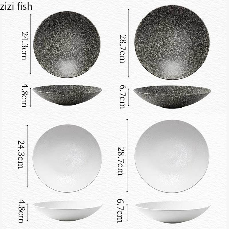 Kreativt Stengodsmönster Keramisk Djup Tallrik Restaurang Tjock Sopptallrik Salladstallrik Pastatallrikar Serveringstallrikar Utvald Servis