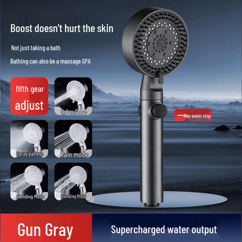 YIXI 5-Setting Pressurized Filter Shower Head