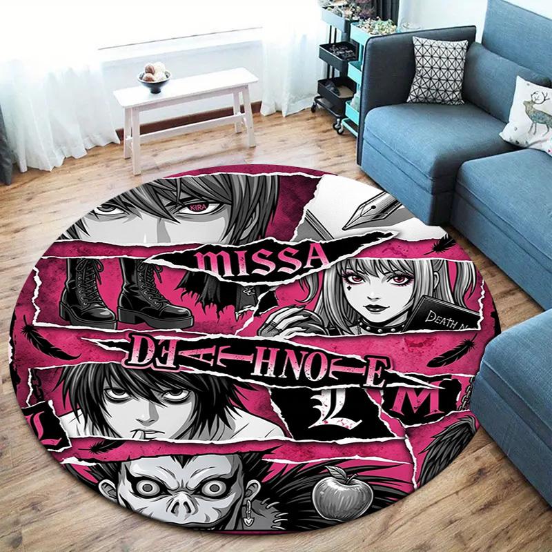 Death Note Round Area Rug Carpet Rug For Living Room Bedroom Sofa Playroom Decor Nonslip Floor Mat
