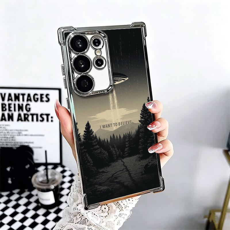 The X Files I Want to Believe Soft Phone Case For Samsung Galaxy S26 Ultra S25 Edge S24 FE S23 Plus S22 S21 + S20 Plating Anti-F