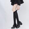 Women's simple knitted mid-calf socks, spring/summer thin vertical striped stacked socks jk Gray socks in ballet style