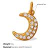 18K Gold Inlaid Stainless Steel Moon Heart Necklace & Bracelet Accessories with Diamonds