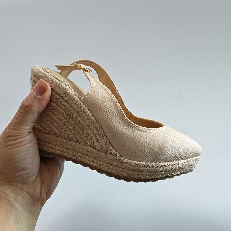 10cm Espadrille Wedges Heels Women Party Shoes Elegant Ladies Heel Sandals Pointed toe Summer Dress Shoes Plus Size 41