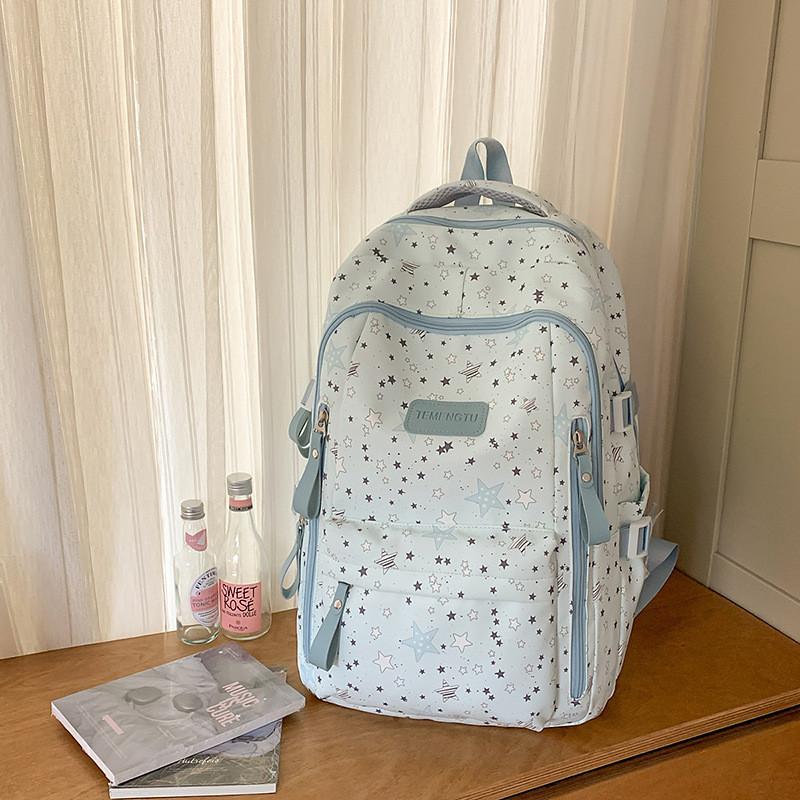 

Nylon Starry Moon Backpack With Curved Shoulder Straps For Daily Use синий