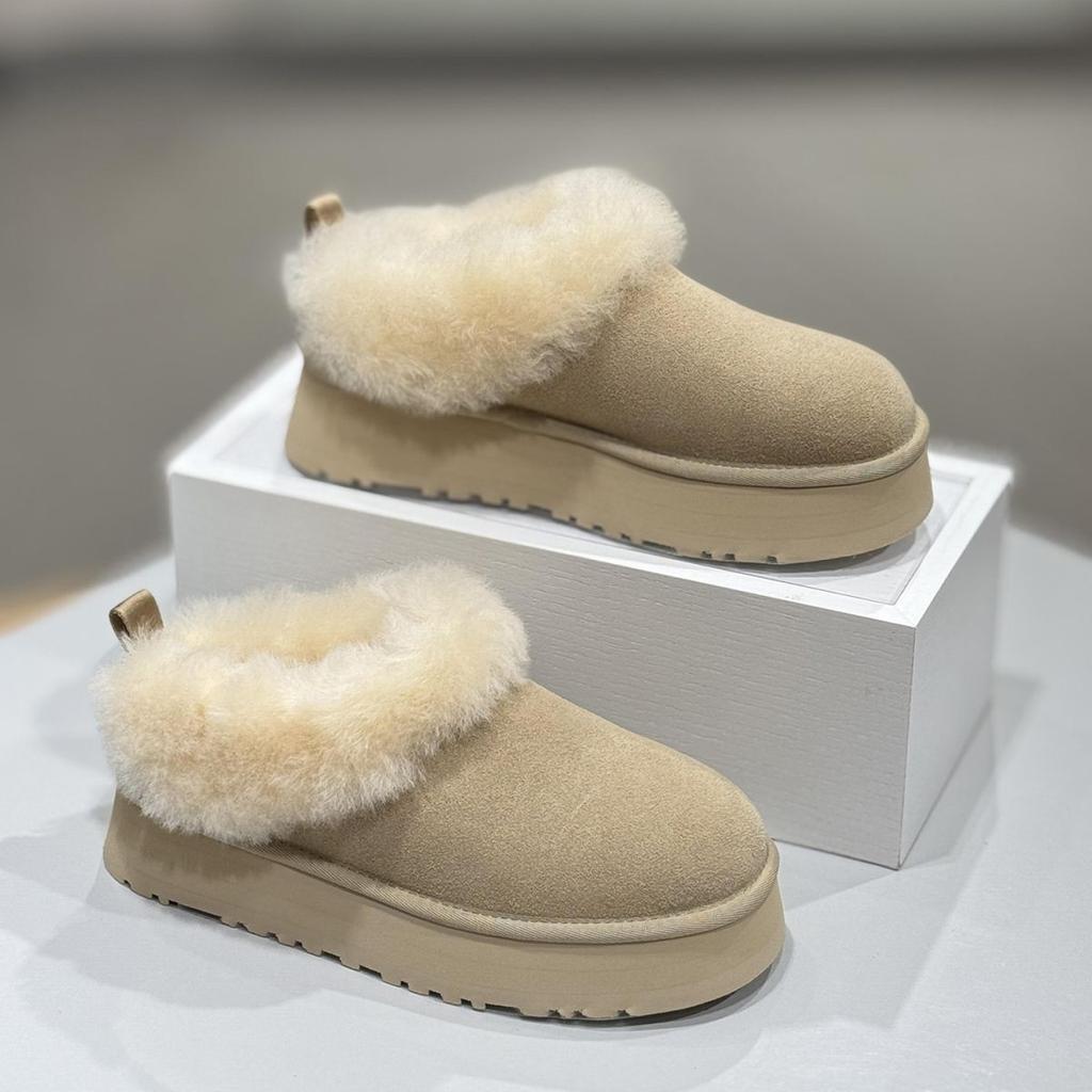 2025 Autumn New Small Thick Bottom Heightening Bag Head Drag Women Retro Comfortable Soft Bottom Plush Thickened Fluffy Slippers