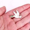 Peace Dove Olive Branch Enamel Brooch Pin Animal Dove Badge