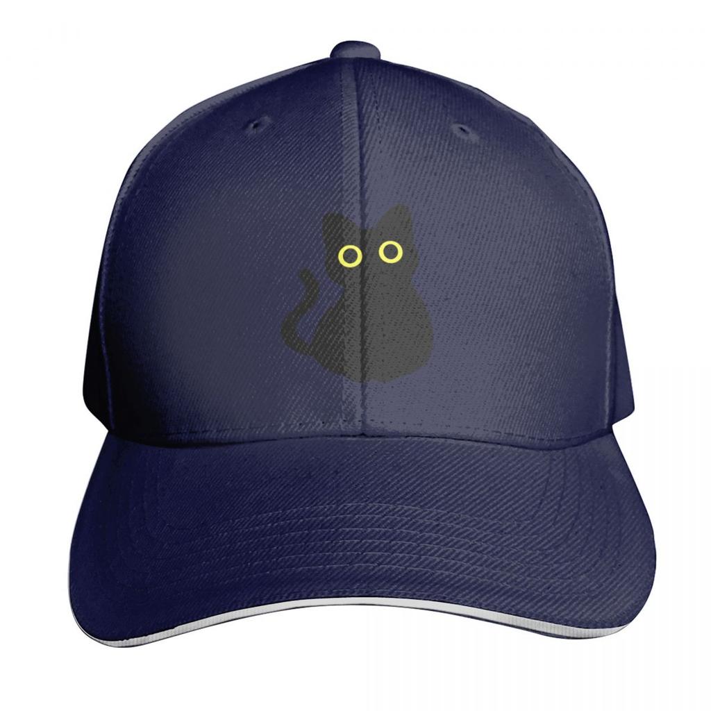 Cute Black Cat with Big Yellow Eyes Baseball Cap Fishing cap GentleUnisex Hat Hat Unisex sailor cap for Unisex Golf Wear Unisex Womens