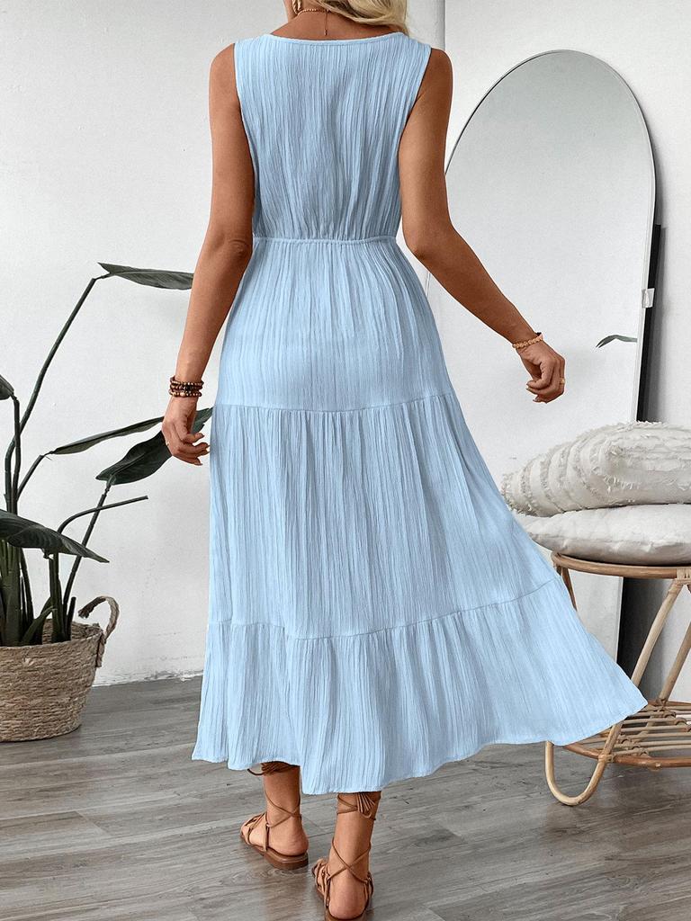 2026 European Strappy Sleeveless V-neck Solid Color Women's Summer Dress
