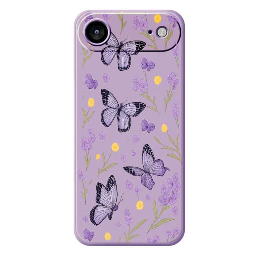 For iPhone 17 Air Case Purple Butterflies Pattern Printing Straight Edge TPU Phone Back Cover