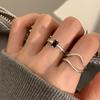 Women's Black Zirconia Double Layer Adjustable Ring