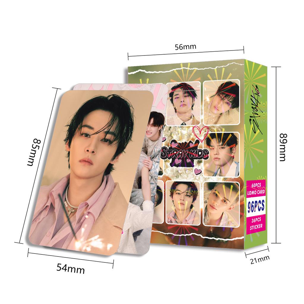Straykids 96 Pcs Lomo Cards And Stickers Box 60 Double Sided Photocards 36 Stickers Idol Support Collectable Gift For Fans Premium Quality